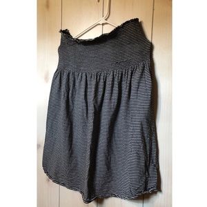 Black and Grey Striped Strapless Dress